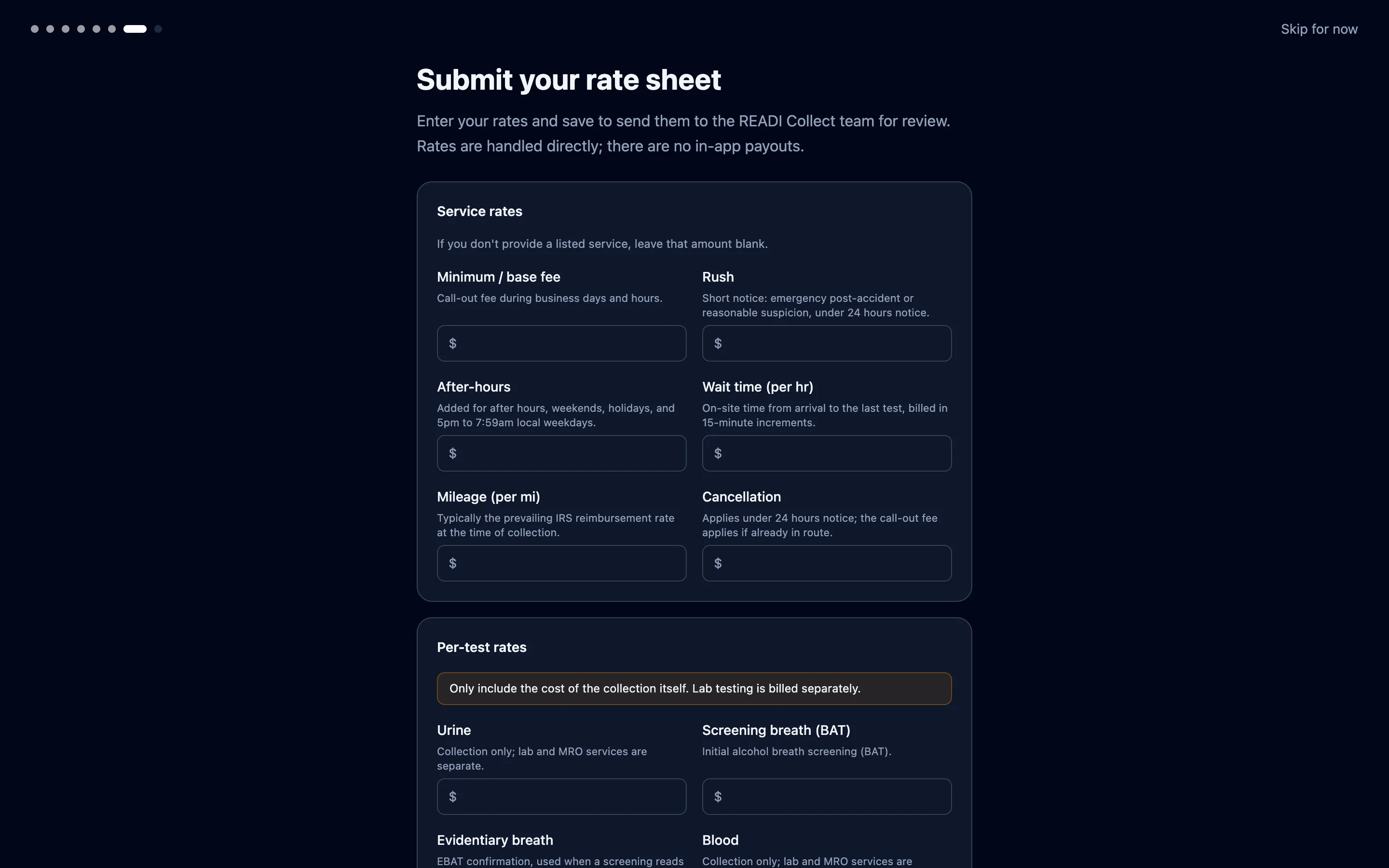 Enter your rates and click Save