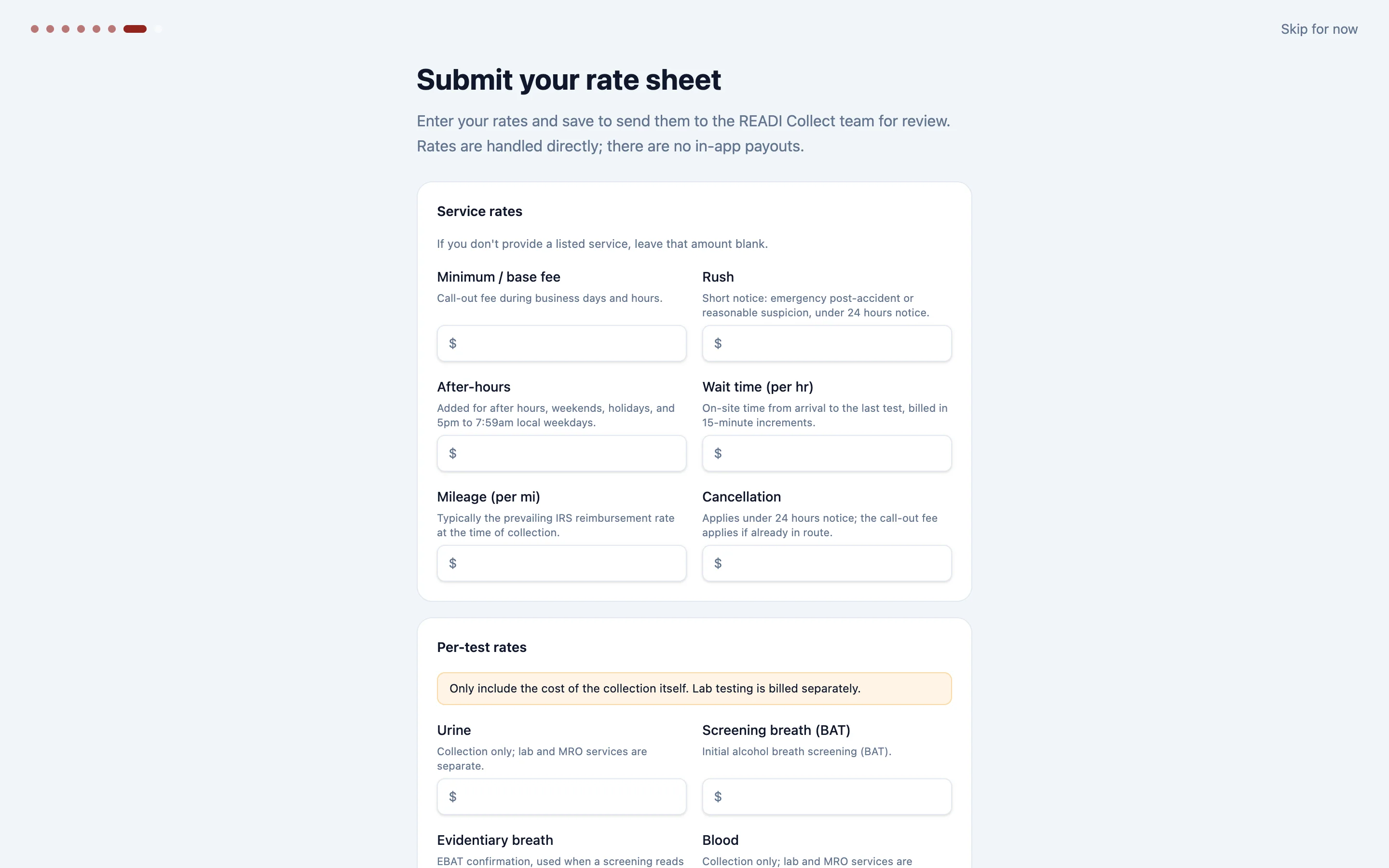 Enter your rates and click Save