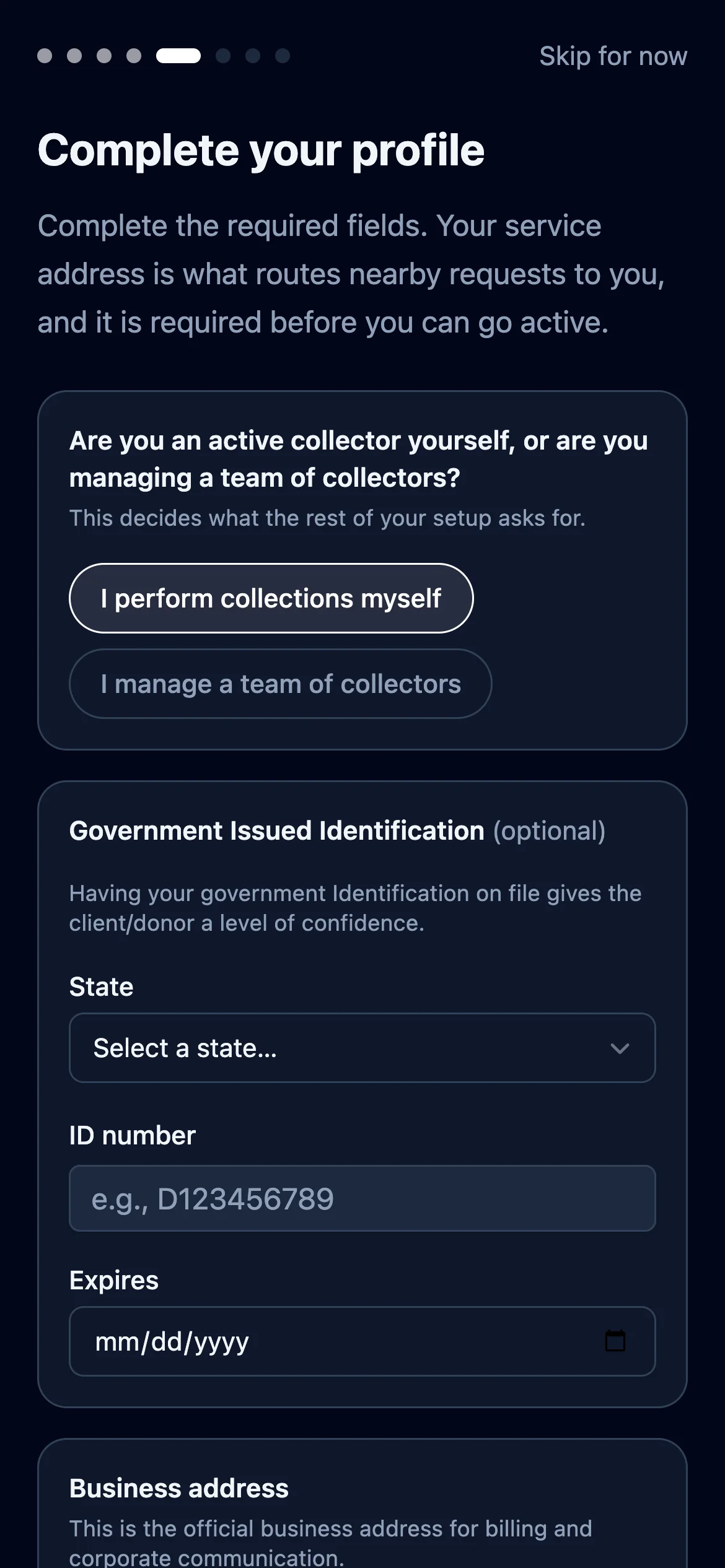 Click I perform collections myself
