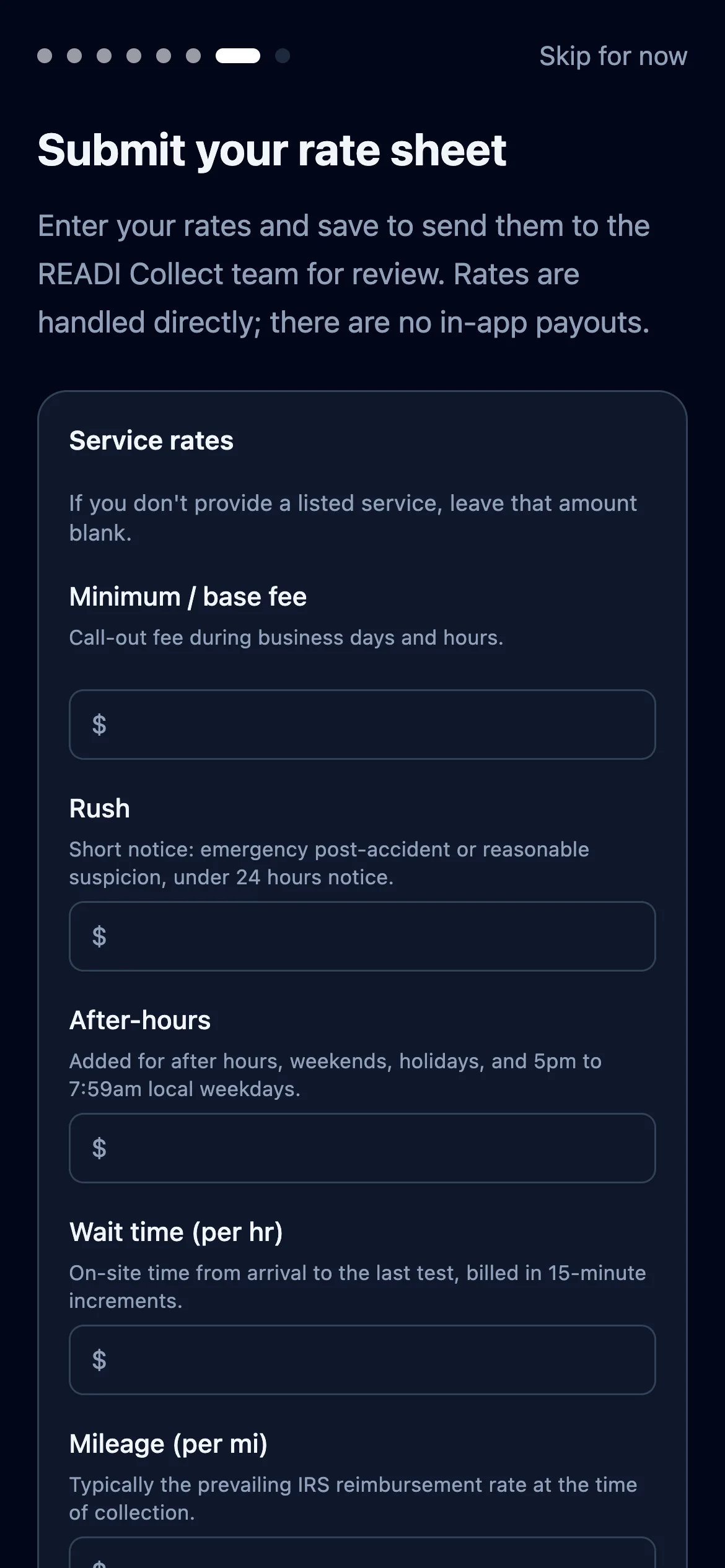 Enter your rates and click Save