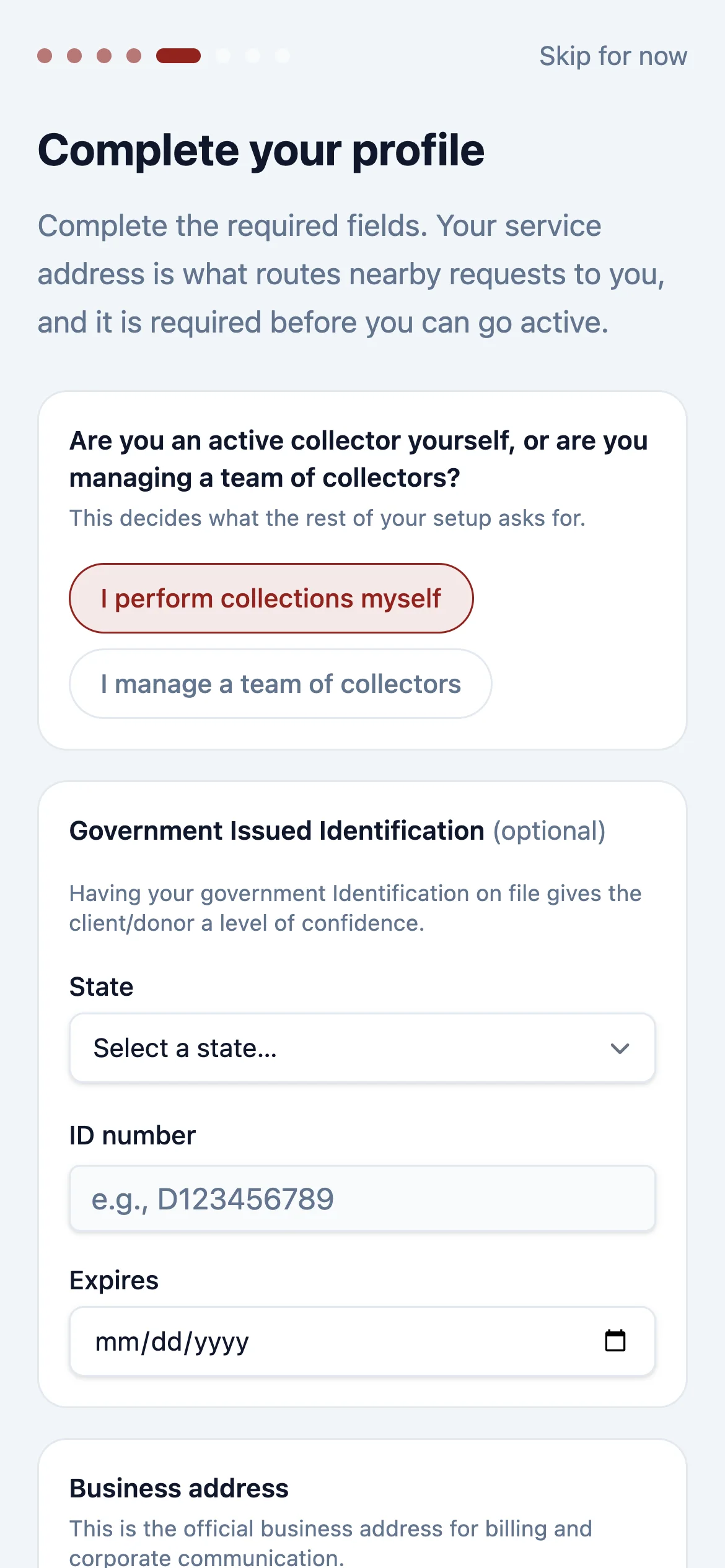 Click I perform collections myself