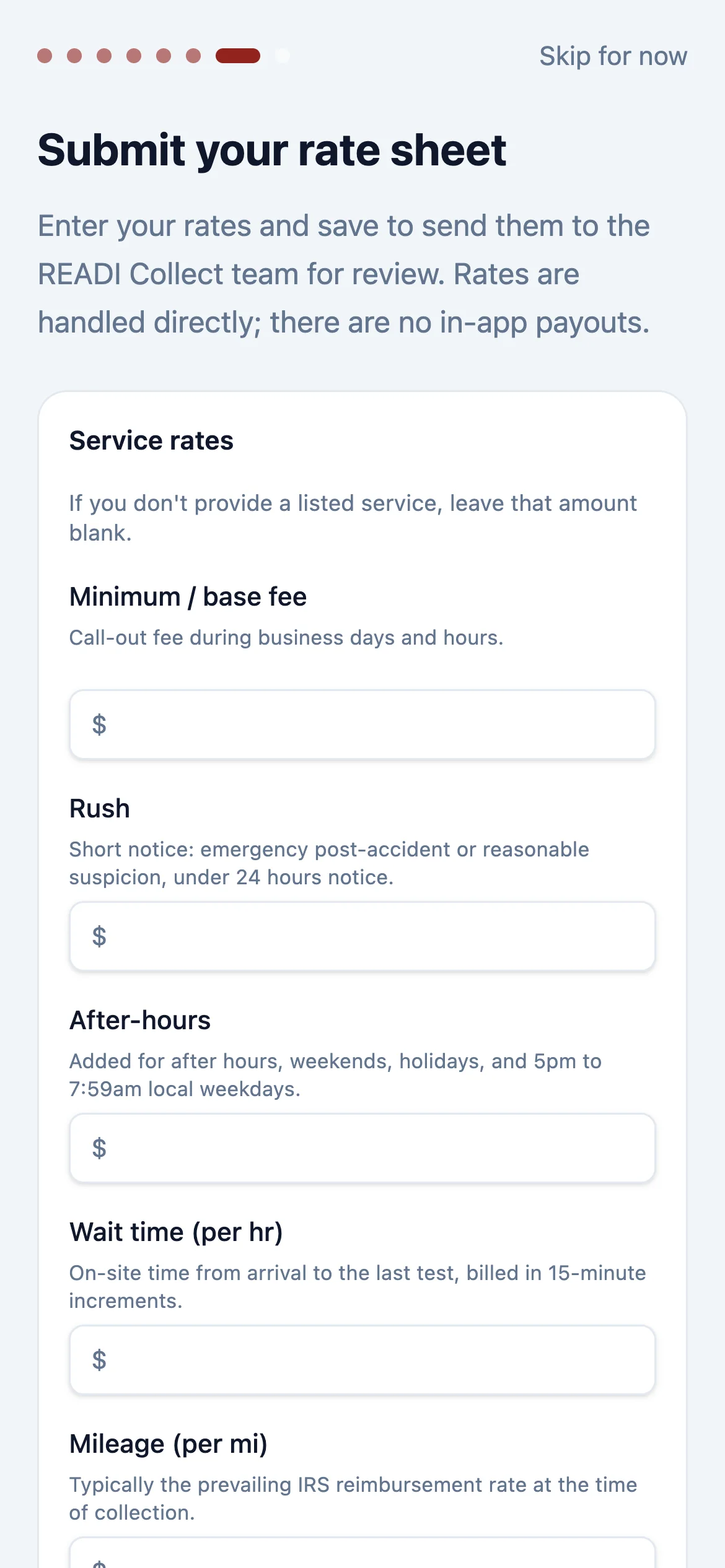 Enter your rates and click Save