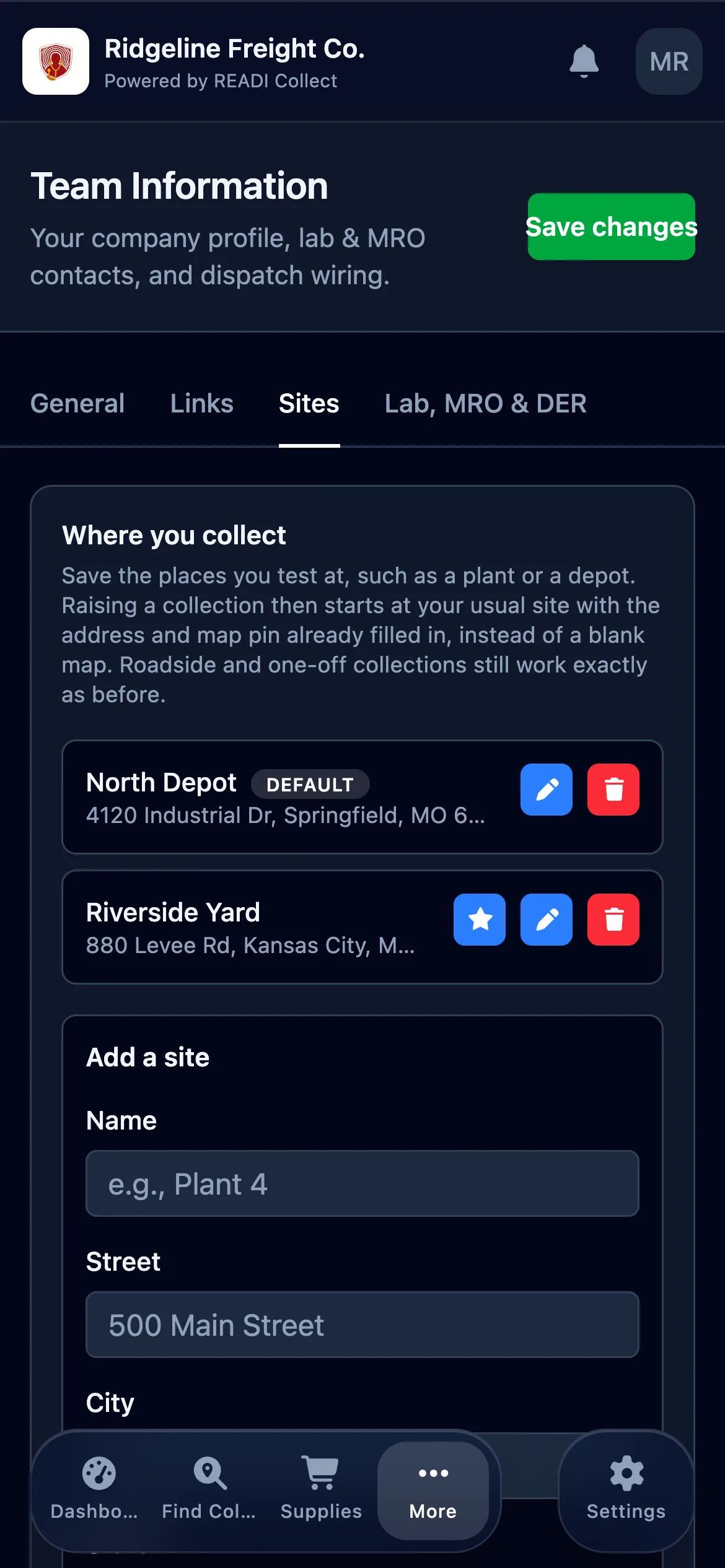 Click Sites and add where you collect