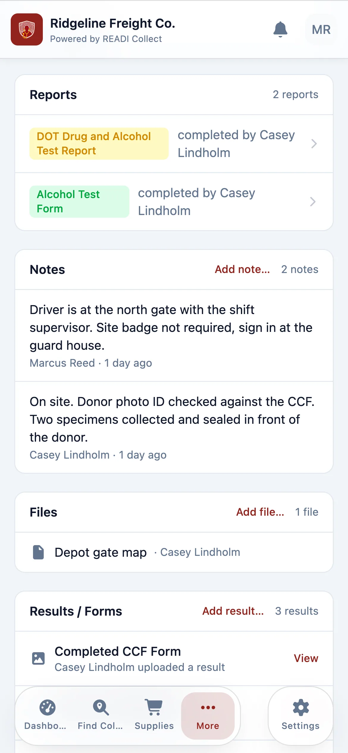 Open a report the collector filed