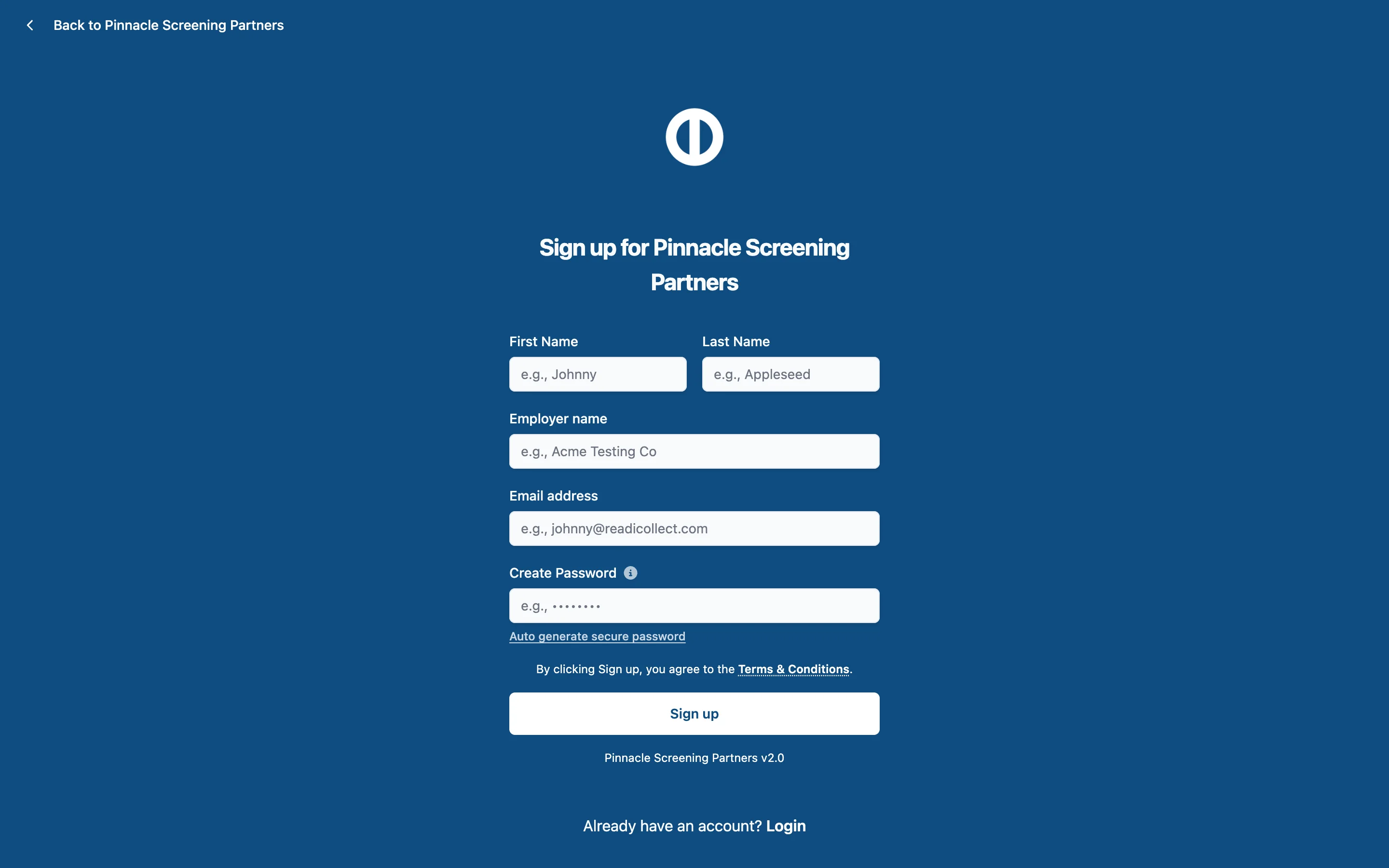 They enter their company and their details, then sign up