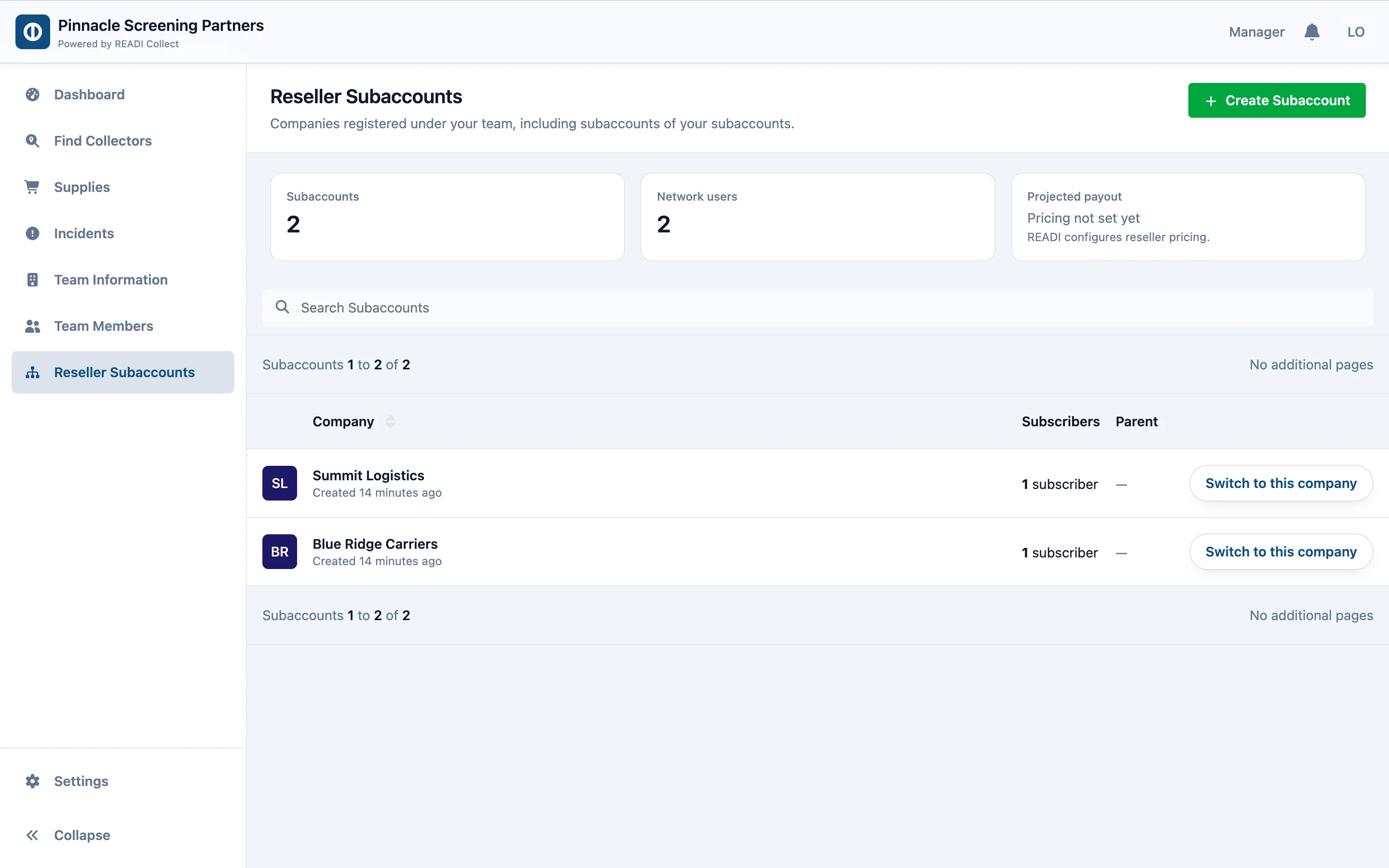 Find them under Reseller Subaccounts