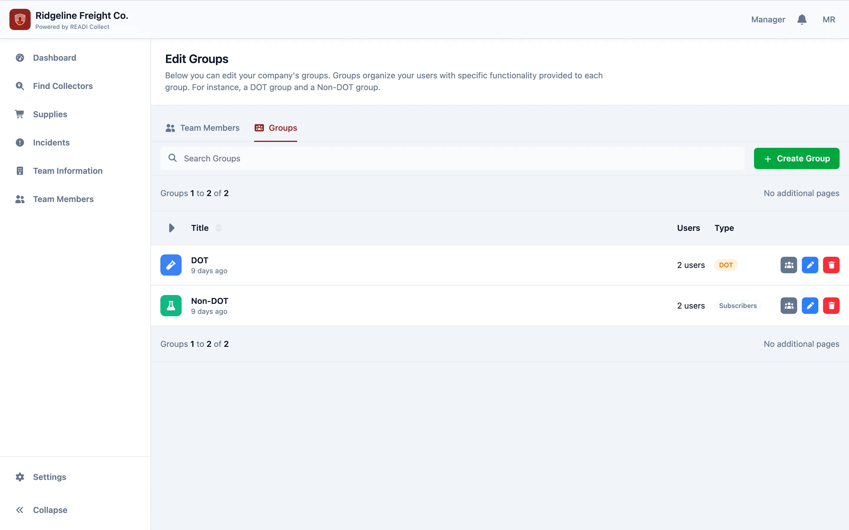 Click the Groups tab