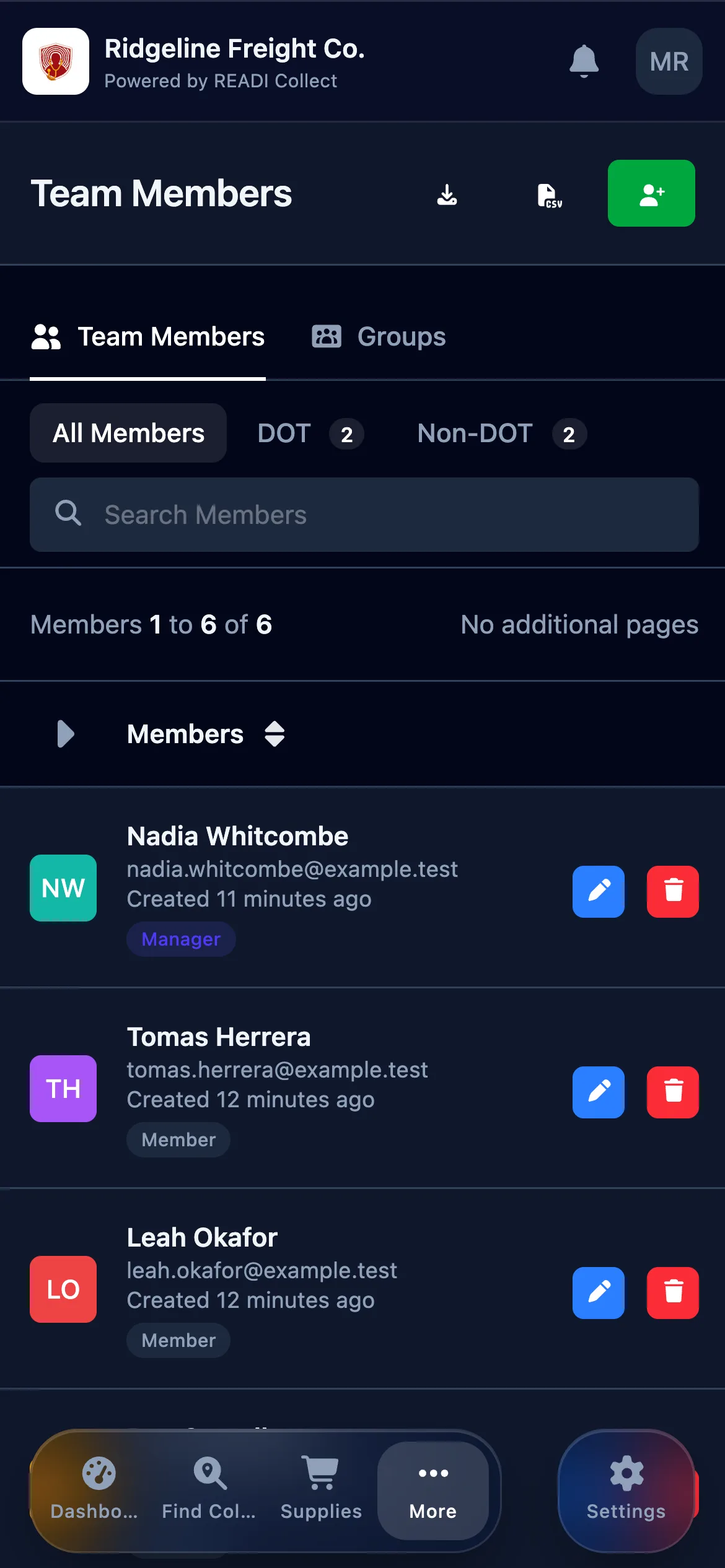 Click Team Members