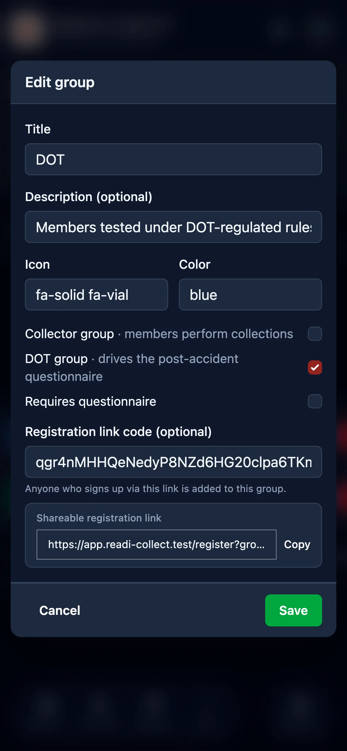 Copy the registration link