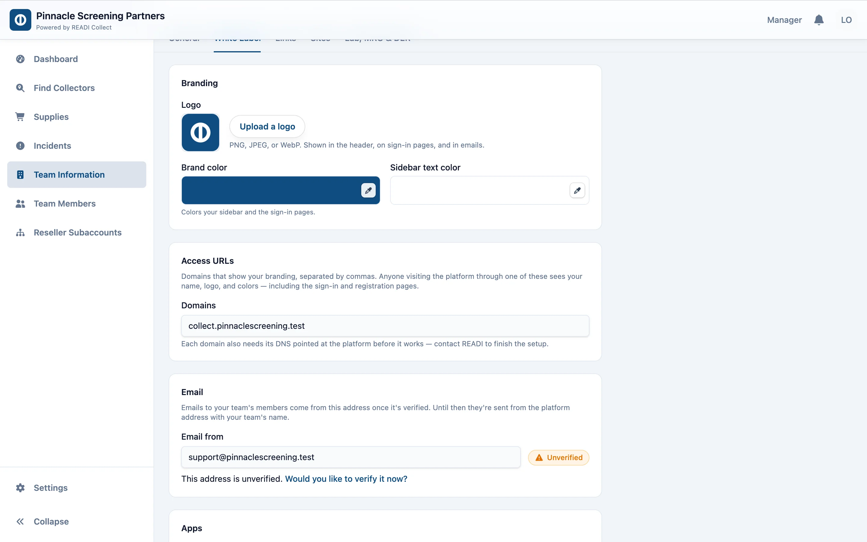 Add your web address and sender email, then choose whether to hide the app links
